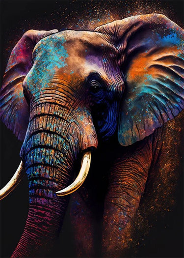 Vibrant Abstract Elephant Canvas Wall Art - InspiredGrabs.com